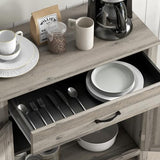 HOMCOM Farmhouse Sideboard Buffet Cabinet, Barn Door Style Kitchen Cabinet, 32" Accent Cabinet for Kitchen, Living Room or Entryway, Gray Wash HOMCOM