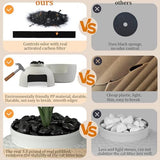 Hidden Box with Faux Plant, Large Cat Litter Box with Rattan Pattern, Heavy Duty PP Material Litter Box Enclosure Furniture for Home Decor, Light Grey keygarzone