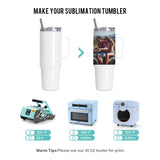 PYD Life 4 Pack Sublimation 36 OZ Tumblers with Handle Blanks White Coffee Mugs Insulated Reusable Travel Cups with Leakproof Lid and Stainless Straw for Tumbler Heat Press PYD Life