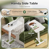 Gibbon Mounts Rolling Laptop Desk, 180° Tiltable Mobile Standing Desk Height Adjustable, Overbed Bedside Table, 32inch Portable Computer Desk with Lockable Wheels, Foldable Cart for Home Office, White Gibbon Mounts