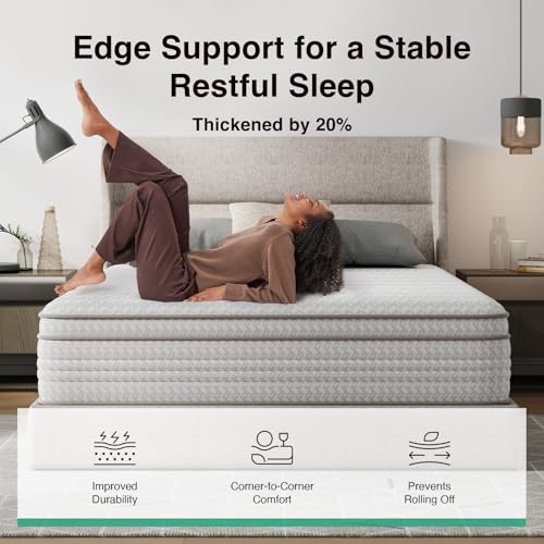 Novilla 12 Inch Full Size Mattress in a Box, Hypoallergenic & Back Pain Relief, Hybrid Full Mattresses with Smarts Coils, Fiberglass Free CertiPUR-US Certified Colchones No Box Spring Needed Novilla