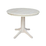 International Concepts 36" Round Top Pedestal Table with 12" Leaf-34.9" H-Dining or Counter Height, Unfinished IC International Concepts