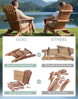 Wooden Folding Adirondack Chair Set of 2, Half Pre-Assembled Wood Lounge Chair for Outdoor Patio Garden Lawn Backyard Deck Pool Beach Firepit