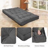 DHMAKER 8-inch Futon Mattress Queen Size, Thick Futon Sofa Couch Bed Foldable Floor Sleeping Pad for Adults, Portable Floor Bed Mattress, Velvet Tatami Mat (Frame Not Included), Deep Grey, 60"x80" DHMAKER