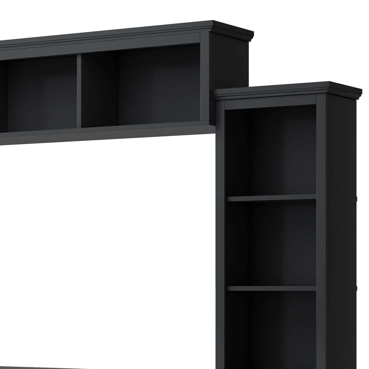 Wall Unit Entertainment Center with Bookshelves, Bridge and Tempered Glass Door, TV Entertainment Center for TVs up to 70 Inch, Black Doredo