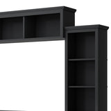 Wall Unit Entertainment Center with Bookshelves, Bridge and Tempered Glass Door, TV Entertainment Center for TVs up to 70 Inch, Black Doredo