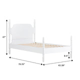 Walker Edison EZ Assembly Traditional Wood White Spindle Bed, Vintage Bed Frame, No Box Spring Required, Twin Bed Frame with Headboard, Twin Size, White Walker Edison