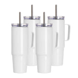 PYD Life 4 Pack Sublimation 36 OZ Tumblers with Handle Blanks White Coffee Mugs Insulated Reusable Travel Cups with Leakproof Lid and Stainless Straw for Tumbler Heat Press PYD Life