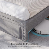 EnHomee King Size Bed Frame with 2 Metal Storage Drawers, Vertical Tufted Upholstered King Platform Bed with Headboard Shelf, 1000lbs Heavy Duty, No Box Spring Needed,Easy Assembly,Grey EnHomee