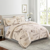 Marina Decoration Ultra Soft Silky Zipper Rich Printed Rayon from Bamboo All Season 2 Pieces Duvet Cover Set with 1 Pillowcase, Eiffel Tower Ivory Pattern Twin/Single Size Marina Decoration