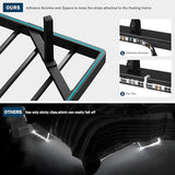 GalnFu King Size Floating Bed Frame with LED Lights and Charging Station, Metal Platform Bed Frame with Heavy Duty Steel Slats Support, Noise-Free, No Box Spring Needed, Easy Assembly GalnFu