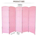 Generic 3/4/5 Panel Room Divider Screen| Hand-Woven Rattan Folding Privacy Protection Screen| Free Standing Decorative Separator for Home Office Bedroom Bathroom Dressing Room(Pink,60x30cm-3PCS) Generic