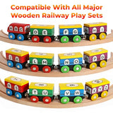 On Track USA Wooden Train Set ABC Magnetic Trains for Toddlers 12 Pieces, Compatible with All Train Track Accessory Sets, Alphabet and Numbers Toy Trains for Boys and Girls On Track USA
