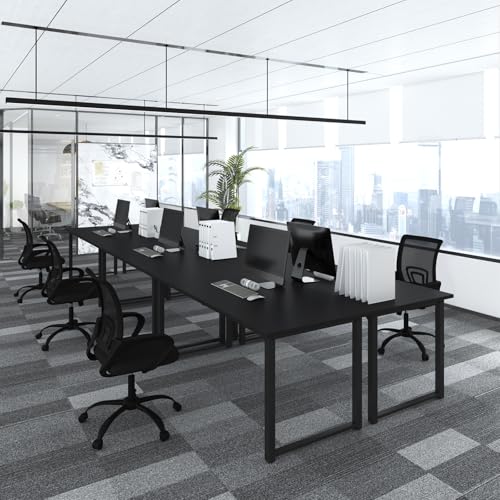 Bonzy Home 18FT Conference Table Set of 6, Modern Large Meeting Table Office Desks for 22 Person, Long Rectangle Table with Sturdy Metal Frame, 213" D x 64" W x 30" H, Black Bonzy Home