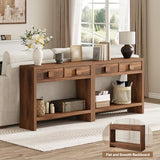ONBRILL Console Table with Drawers, 40 Inch Narrow Entryway Table with Open Storage Shelves, Mid Century Modern Hallway Accent Tables Behind Couch Table for Living Room (Vintage Brown) ONBRILL