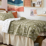Bedsure Twin/Twin XL Comforter Set - Olive Green Bed Set, 2 Pieces Cute Floral Bedding, 1 Soft Reversible Botanical Flowers Comforter and 1 Pillow Sham Bedsure