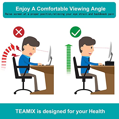 TEAMIX 14.2 inch Monitor Stand Riser, Rustic Brown Wood Monitor Riser with Storage for Desk Small Monitor Stand TV/Screen/PC/Laptop Riser Computer Stand Desktop Shelf (Brown-14.2 inch) TEAMIX