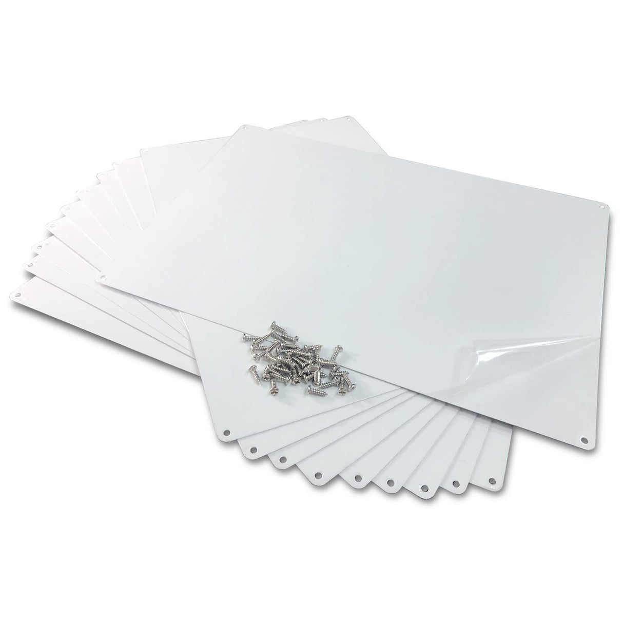 Lesencen Sublimation Aluminum Blanks Metal Signs Pearled White 8X12X0.018 inch for Heat Transfer Printing DIY Photo Crafts with Screws for Mounting Pack of 10 (200 X 300 X 0.45mm) lesencen