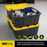 CX BLACK & YELLOW, 27-Gallon Heavy Duty Tough Storage Container & Snap-Tight Lid, (14.3"H x 20.6"W x 30.6"D), Weather-Resistant Design and Stackable Organization Tote [4 Pack] CX