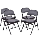 Giantex 4-Pack Folding Chairs, Fabric Dining Chair Set with Metal Frame, Padded Seat and Back, Non-Slip Foot Pads, Foldable Event Chairs, Party Chair Set for Home Office, Guest Room, Conference Room Giantex