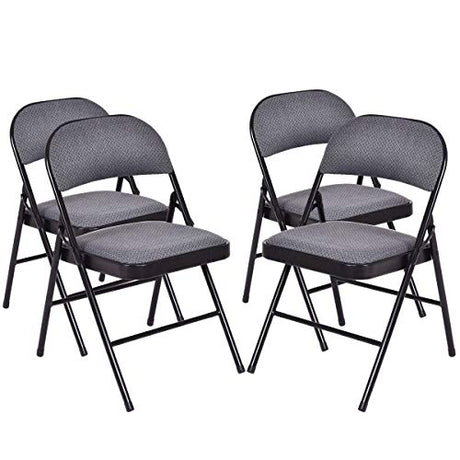Giantex 4-Pack Folding Chairs, Fabric Dining Chair Set with Metal Frame, Padded Seat and Back, Non-Slip Foot Pads, Foldable Event Chairs, Party Chair Set for Home Office, Guest Room, Conference Room Giantex