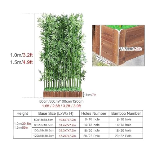 Artificial Bamboo Tree Privacy Fence, Faux Bamboo Plant Partition Screen With Wooden Base, For Greenery Wall Backdrop, Landscaping, Room Dividers, Indoor Outdoor Decor(1m/3.2ft,120cm/47.2in-22 pole) GZHERVICES
