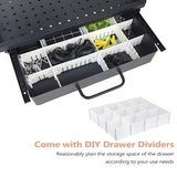 Luffioner Power Tool Organizer Cart with 8 Outlets Charging Station, Tools Storage Cart with DIY Drawer, Wheels, Power Strip, Utility Rack for Power Tools, Batteries, Wrench, Repair Tools (Red) Luffioner