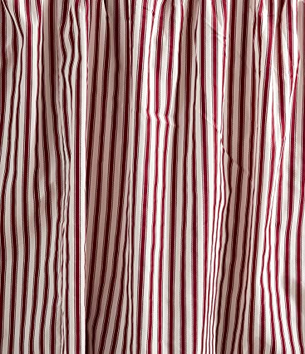 CHIXIN Ticking Stripe Ruffle Skirt Bedspread Queen Size - 30" Long Drop, Shabby Chic Style, Lightweight Bedding Cover, 3 Piece Set, Burgundy Red CHIXIN