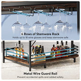 Tribesigns Rustic Brown L-Shaped Home Bar Unit with 3 Tiers and Wine Glass Holder Tribesigns