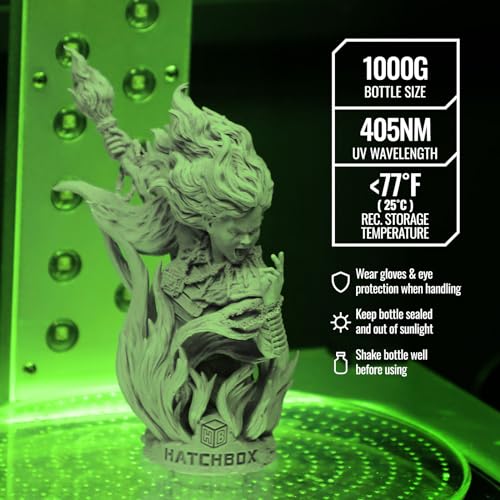 HATCHBOX 8K 3D Printer Resin Pro, High Precision Low Odor UV Curing 405nm Photopolymer 3D Printing Resin Liquid for LCD DLP Printing, 1000g Purple HATCHBOX