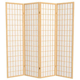 Red Lantern 6 ft. Tall Window Pane Shoji Screen - Natural - 4 Panels Red Lantern