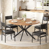 Itaar Round Extendable Dining Table Set for 4-6, Wood Kitchen Table with Upholstered Chairs, Dining Room Table for 6 with MDF Board & Metal Frame for Small Space, Easy Clean, Brown Itaar