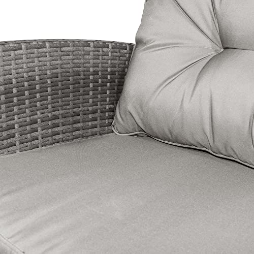 Outsunny 4 Pieces Patio Furniture Sets with Cushions, PE Rattan Wicker Conversation Chairs with Two-Tier Coffee Table for Backyard Porch Garden Poolside and Deck, Gray Outsunny