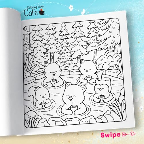 Comfy Summer: Cute and Cozy Coloring Book for Adults & Teens Featuring Summer Hygge Scenes with Adorable Animal Characters WoodArtSupply