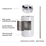 PYD Life Sublimation Kids Tumblers Blanks 12 OZ White Tumbler Cups Stainless Steel Coffee to Go Travel Tumblers with Lid and Metal Straw for Tumbler Heat Press Sublimation Oven Print 4 Pack PYD Life