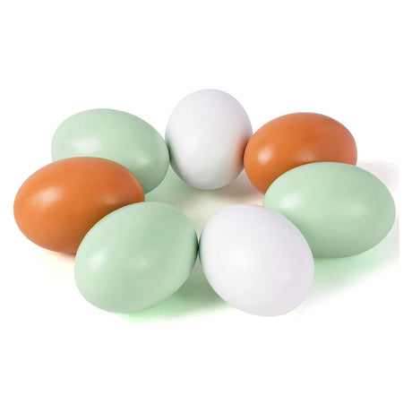 SallyFashion 7 Pcs Wooden Fake Eggs, 3 Colors Wood Eggs for Crafts Fake Chicken Eggs Nesting Eggs Home Decor SallyFashion