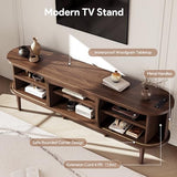Decofy Mid Century TV Stand for TVs up to 80 Inches, Entertainment Center with Storage, Power Outlet, Fluted Sliding Doors & Adjustable Shelves, Modern Media TV Console Table for Living Room (Walnut) Decofy