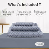 Comfort Spaces 100% Cotton Sheets Twin XL, Breathable, Naturally Cool Cotton Sheets, Soft Cotton Bed Sheets with 14" Elastic Pocket Fits up to 16" Mattress, All Seasons Sheet Set, Diamond Blue 3 Piece Comfort Spaces