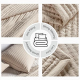 Oversized Queen Quilt Set–102"x106" Soft Washed 3-Layer Lightweight Bedspread with Multi-Lock Quilting,Minimalist Nordic Bedding,All-Season Quilt Set for Spring & Summer,(1 Quilt + 2 Shams), Oatmeal DAWNDIOR