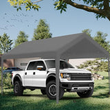 Carport Replacement Canopy, Replacement Top Cover for 12' x 20' Carport Frame, 180G PE Fabric Waterproof & UV Protected Tarp with Ball Bungees, Grey (Only Top Cover, Frame is not Included) Vanteriam
