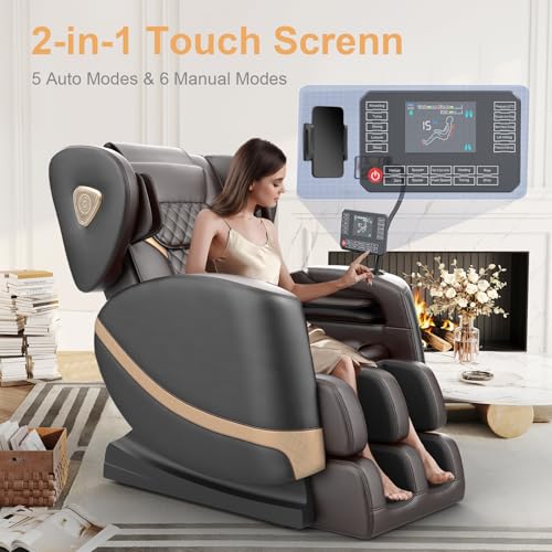FURNIMAT 2026 Massage Chair Full Body, Zero Gravity Massage Chair with 10 Fix Rollers, Airbags, Heating, Foot Massage, Auto Modes, Bluetooth Speaker, Smart Screen Controller(Premium Version)