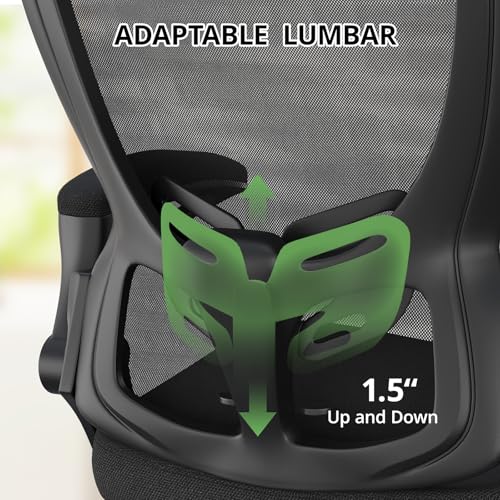 Office Chair Ergonomic Desk Chair, 330LBS Capacity, High Back Computer Chair with Lumbar Support, Flip-up Armrests Swivel Task Chairs for Long Hours Work Synorla