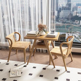 3-Piece Modern Dining Set with Stackable Dining Chairs, Solid Wood Square Table and Chair Breakfast Table Set for 2 Person, Space Saving Dinette for Dining Room, Kitchen, Living Room, Patio-Nature MIAUWUUFHOME