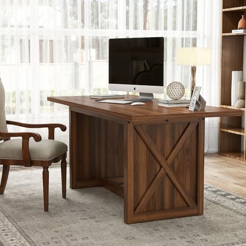 YITAHOME 70.8" Large Farmhouse Dining Table for 6 to 8 People, Rustic Style Wood Dinner Table, Rectangular Dining Table for Kitchen, Dining Room & Living Room, Brown YITAHOME