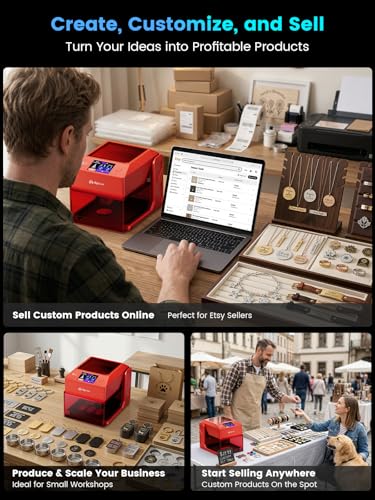 AlgoLaser Pixi 1064nm Infrared Laser Engraver (1.5W/1500mW) - Portable Laser Engraver Machine with 3.5" Touchscreen & AlgoOS System - Jewelry & Metal Engraving for Gift Customize,Making/Business AlgoLaser