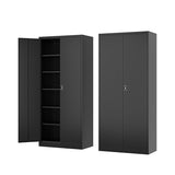 Fesbos Metal Storage Cabinet-72” Black Tall Steel File Cabinets with Lockable Doors and Adjustable Shelves-Black Steel Storage Cabinet for Kitchen, Office, Garage Fesbos
