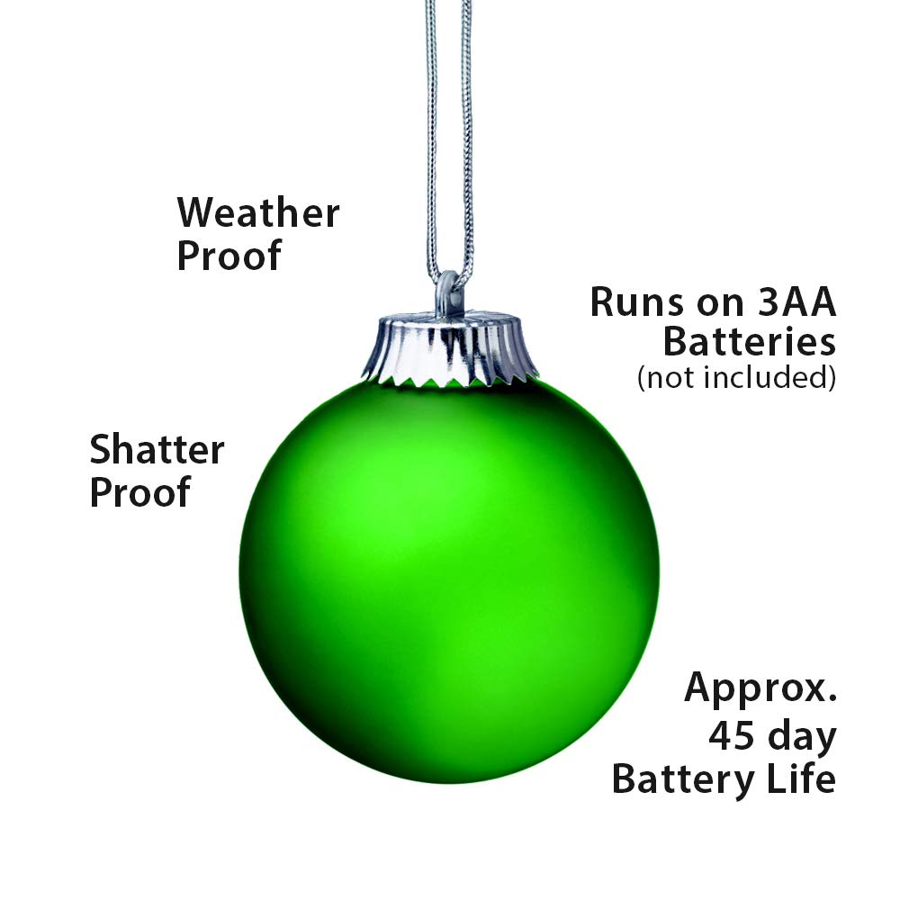 Xodus Innovations WP560-3 Outdoor LED Ornament, Battery Powered Pulsing Globe Sphere Lights with Dusk Sensor (Pack of 3) (Green)