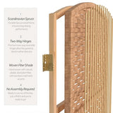 Red Lantern 6 ft. Tall Diamond Weave Fiber Room Divider - Natural - 4 Panel Red Lantern