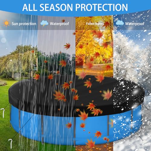 Pool Covers for Round Above Ground Pools, Heavy-Duty Oxford Fabric Swimming Pool Covers, Superior Strength & Durability, UV Protected, Protects from Debris (Black, 18ft) ZXYL outdoor sport