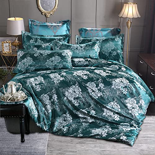 ONDIAN Summer Duvet Cover Silky,Comforter Cover for Single Bed Quilt Cover Luxury Duvet Cover Set with Zipper Bedding Sets-Green 175x230cm ONDIAN